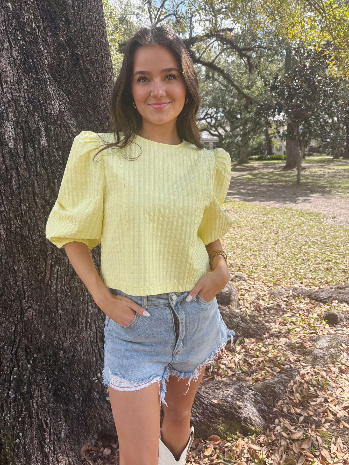 Quarter Length Puff Sleeve Top