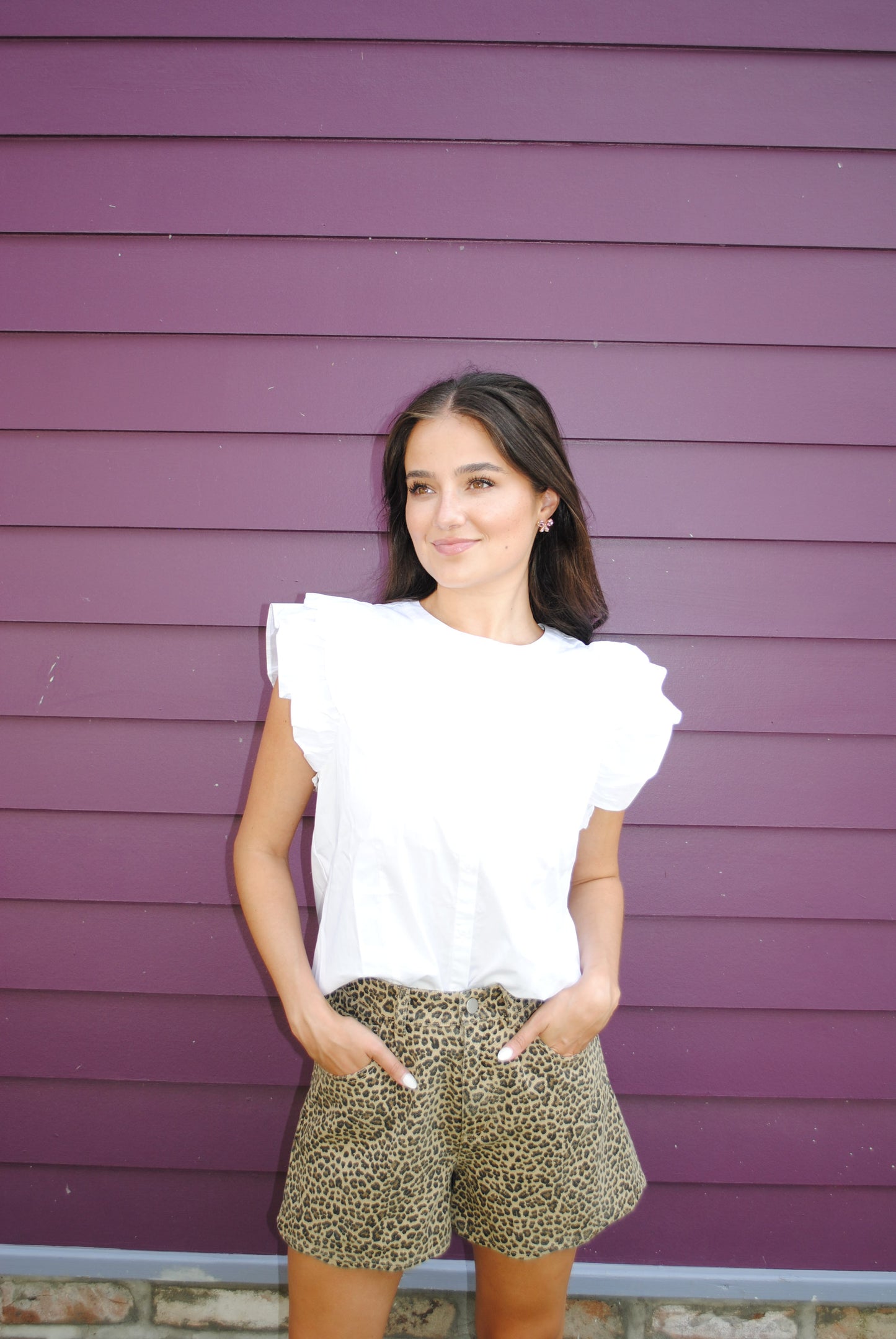 Leopard Scallop Hem Shorts