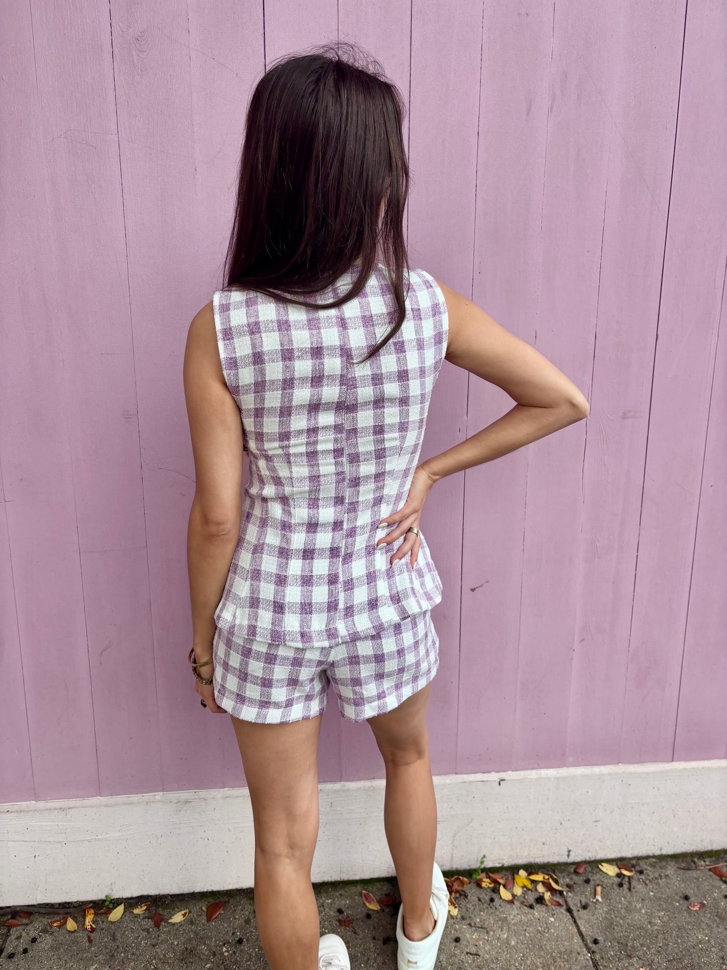 Checkered Peplum Top