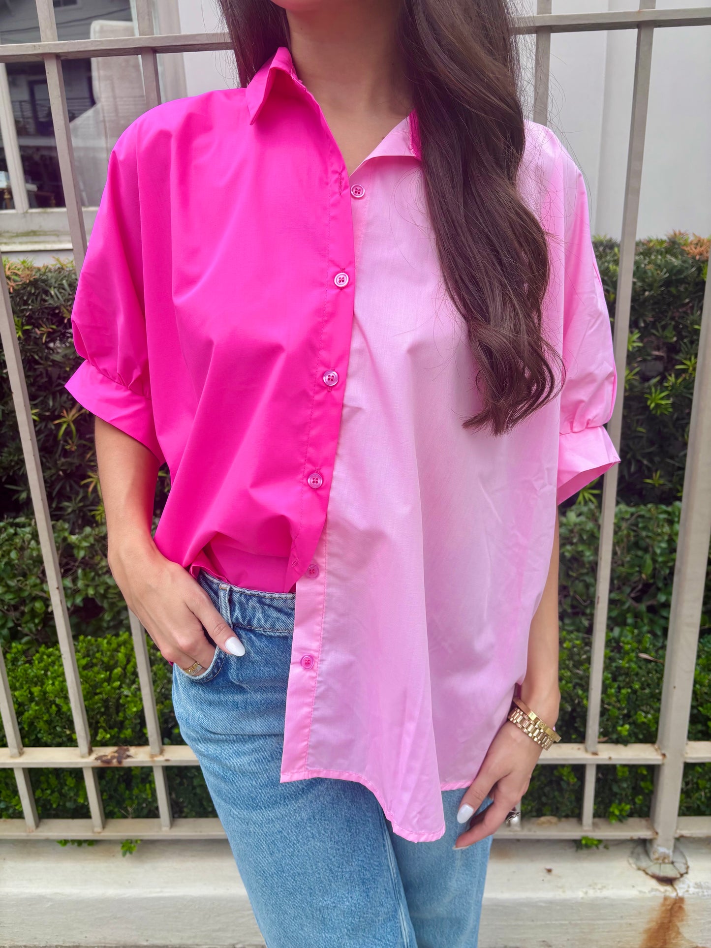 Two Tone Oversized Button Down