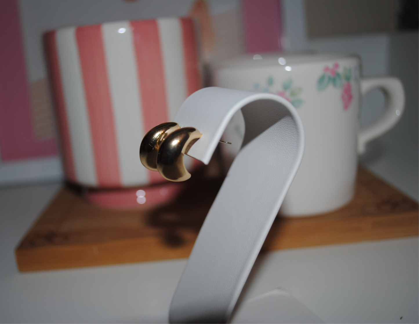 Small gold post hoop