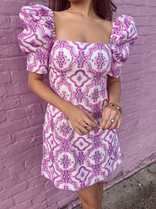 Geometric Floral Mini Dress