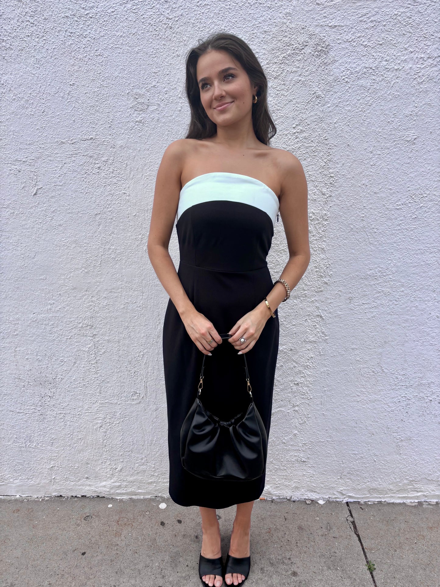 STELLA Strapless ColorBlock Midi