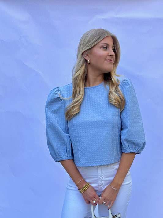 Quarter Length Puff Sleeve Top