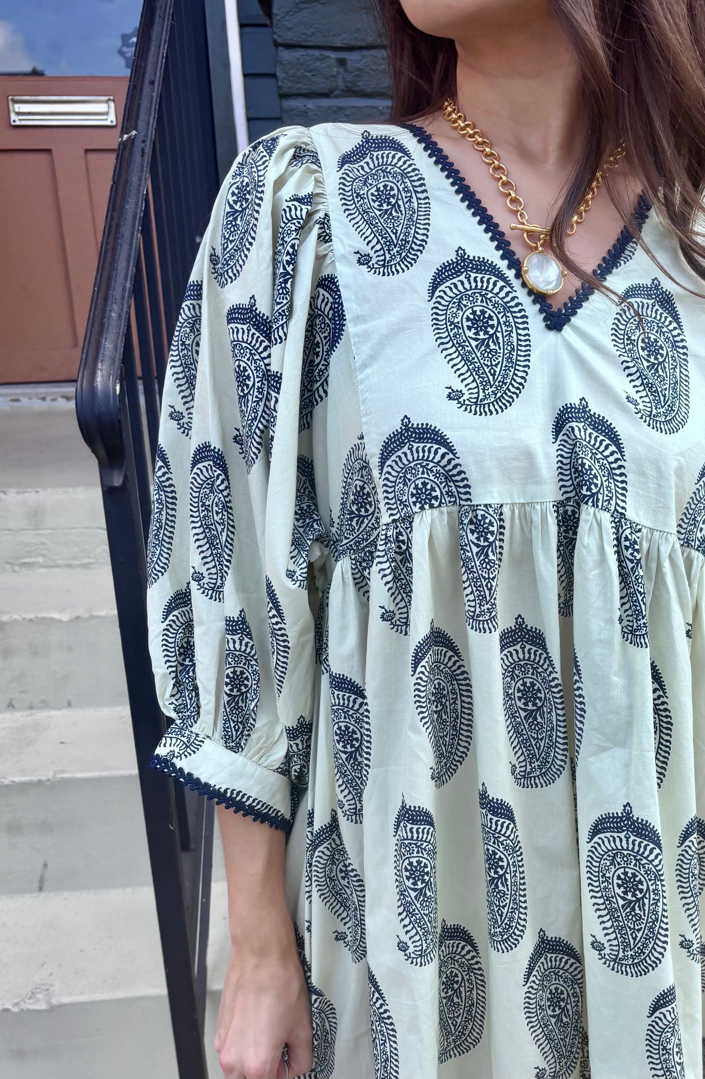 Balloon Sleeve Printed Mini Dress