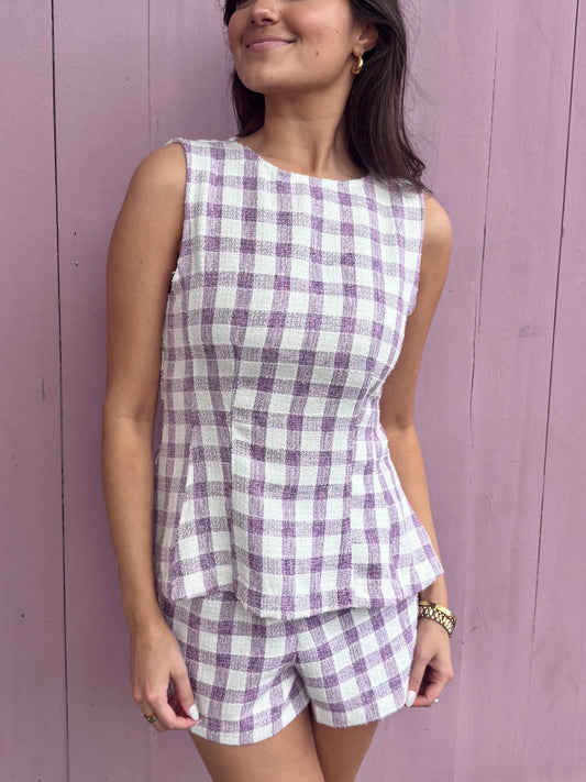 Checkered Peplum Top