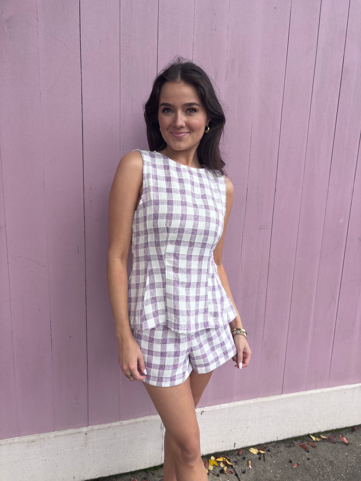 Checkered Peplum Top