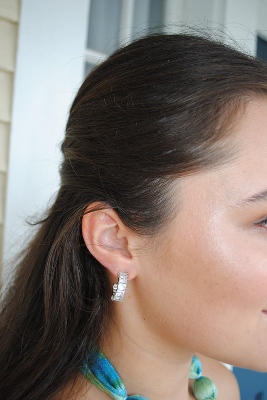 Silver Diamond hoop