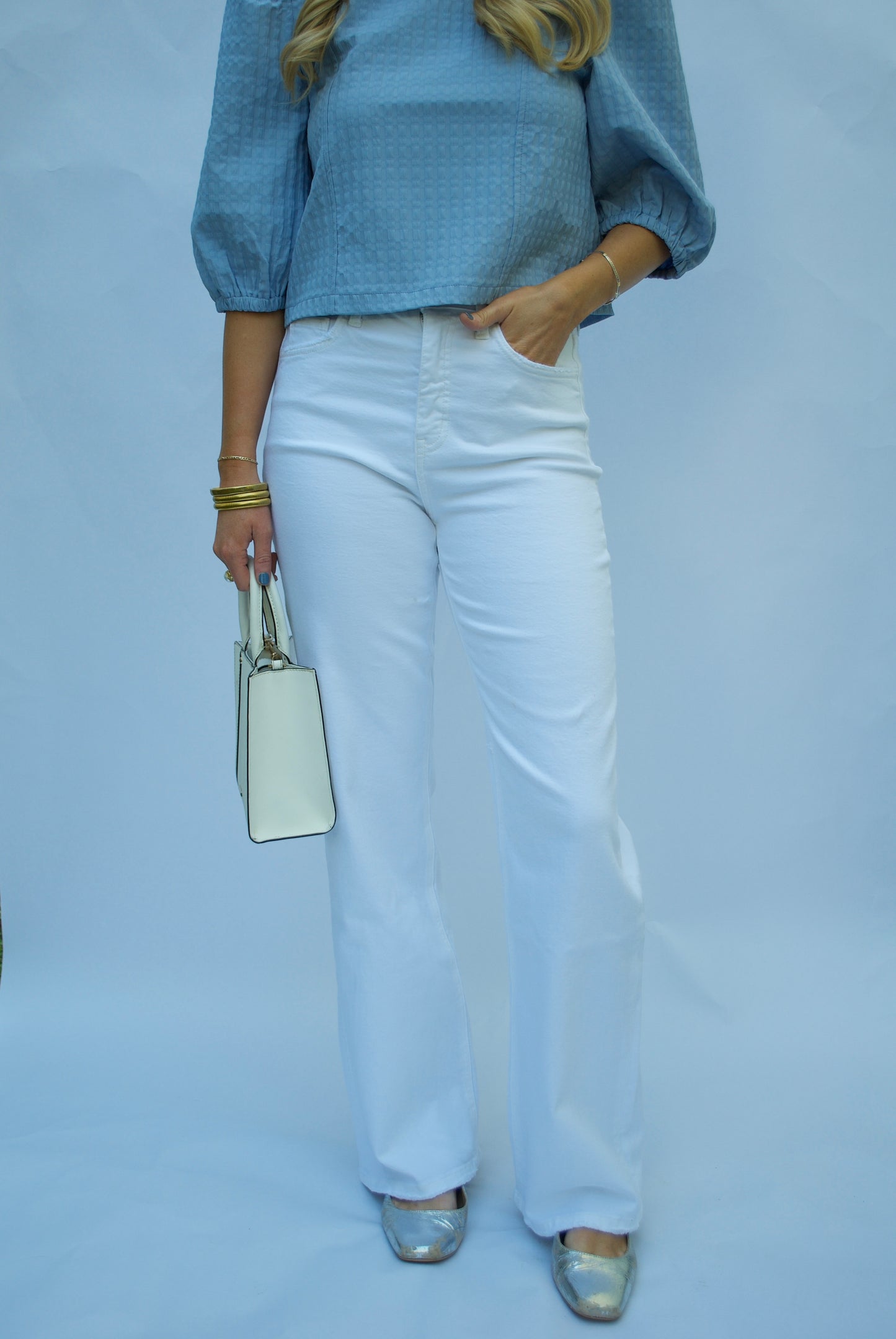 Leslie 90s Vintage Flare White Jean