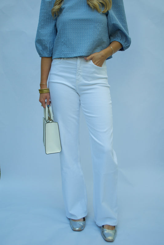 Leslie 90s Vintage Flare White Jean