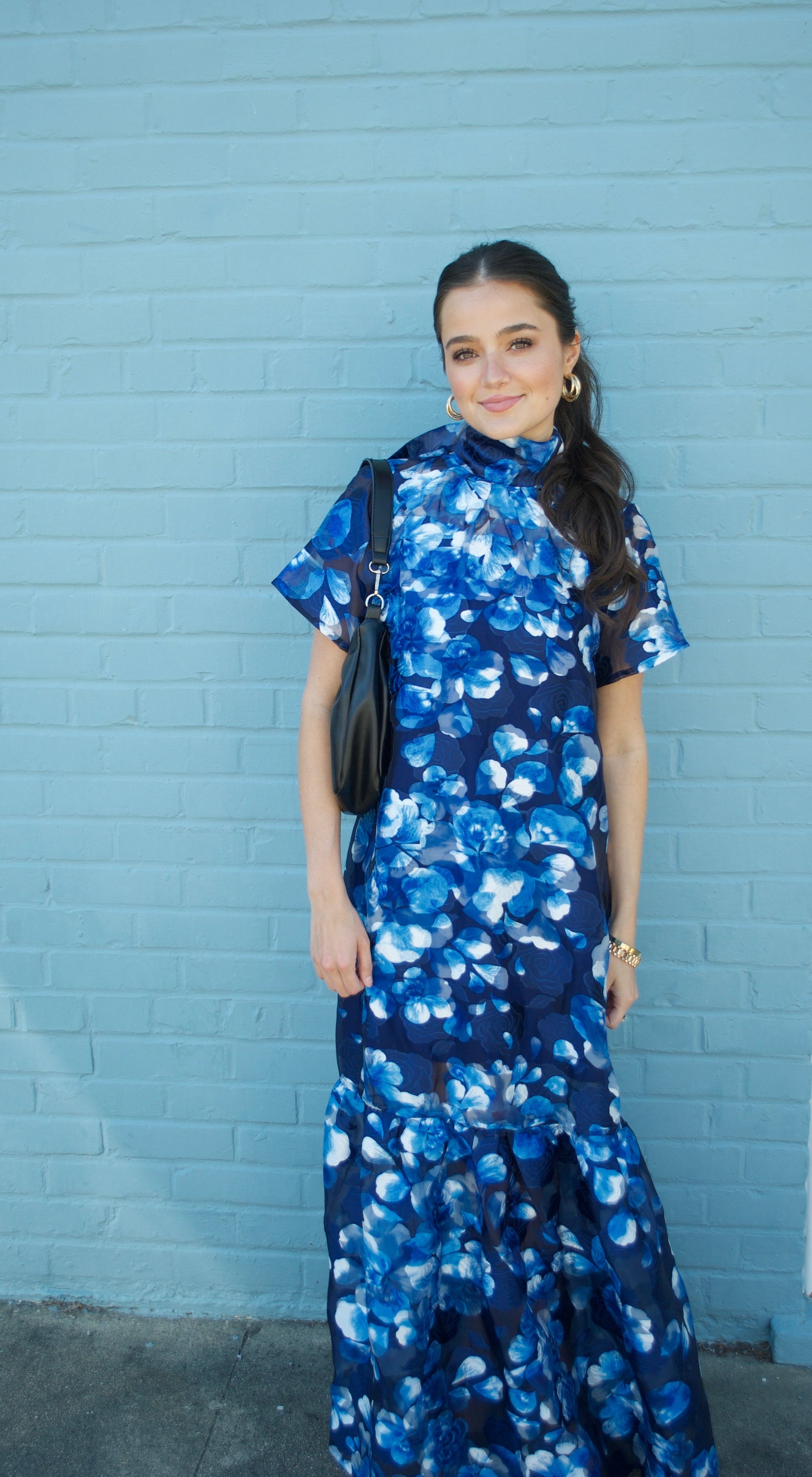 maxi tropical dress The Black V Neck Floral Short Sleeve Maxi Dress