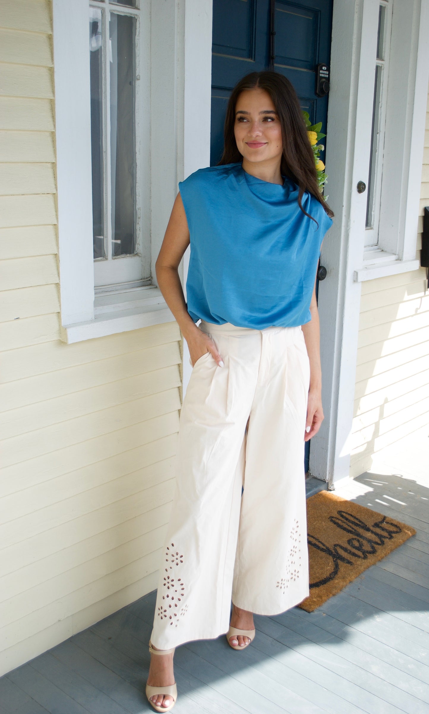 Floral Eyelet Wide Leg