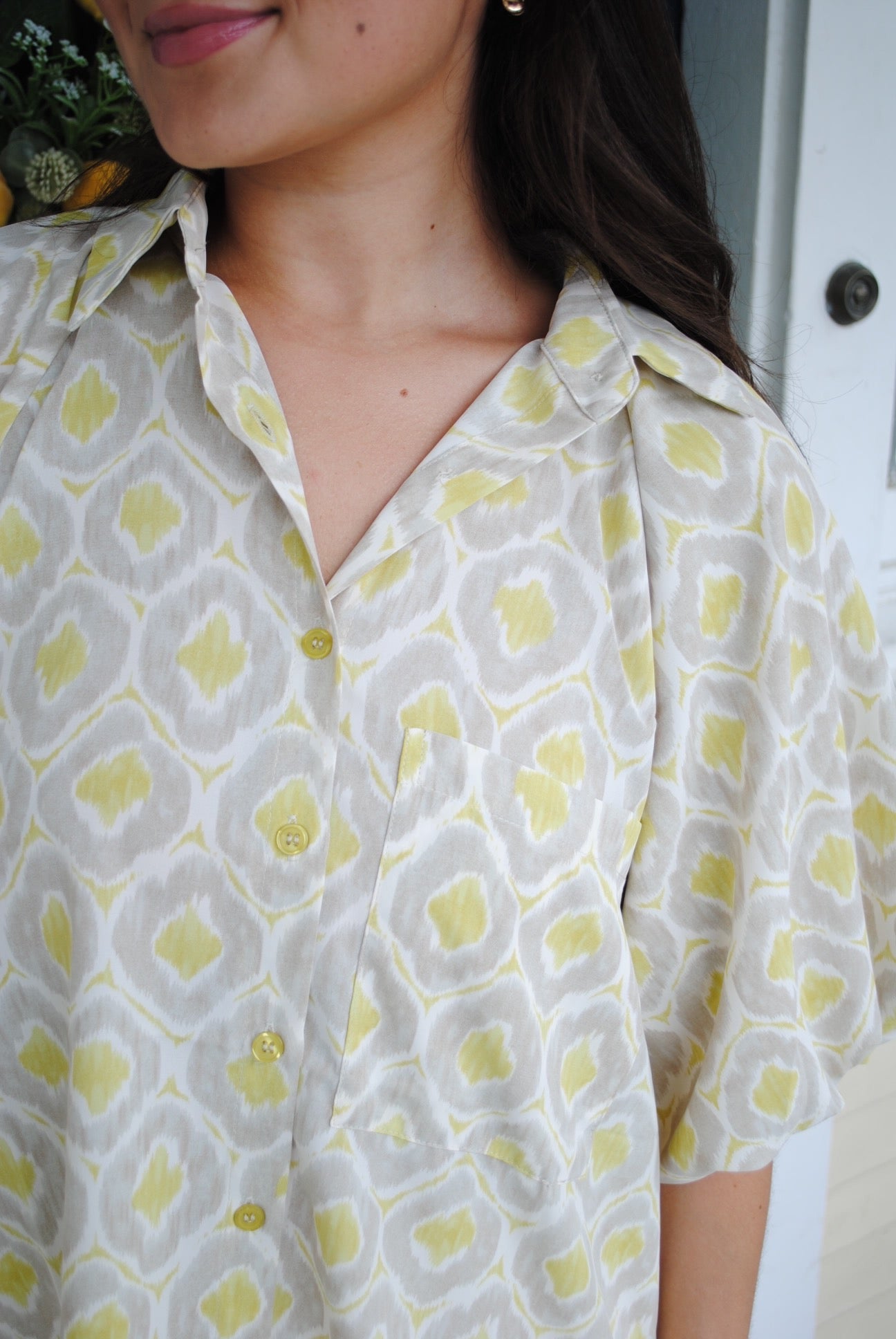 Geometric Printed Bubble Sleeve