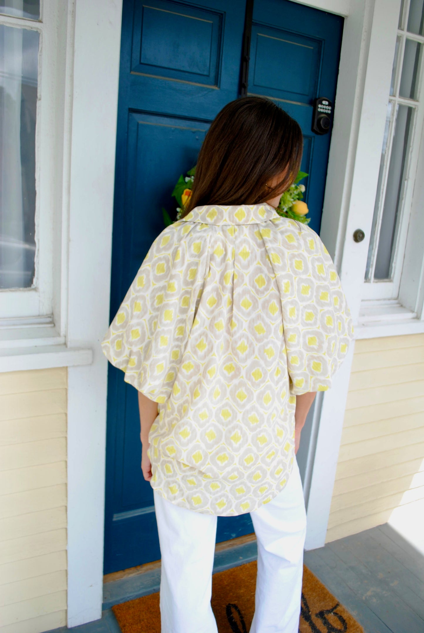 Geometric Printed Bubble Sleeve