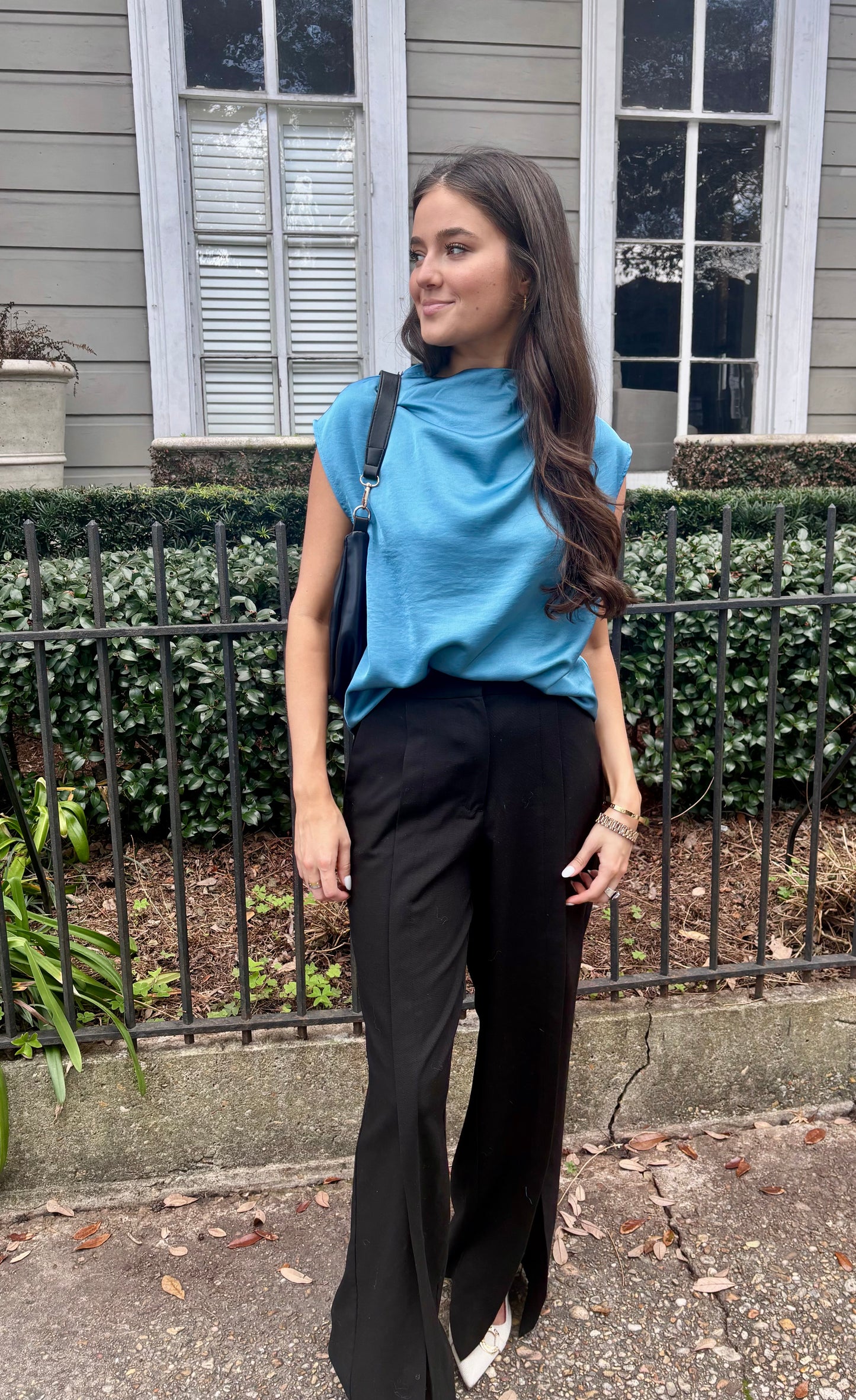 Mock Neck Draped Top
